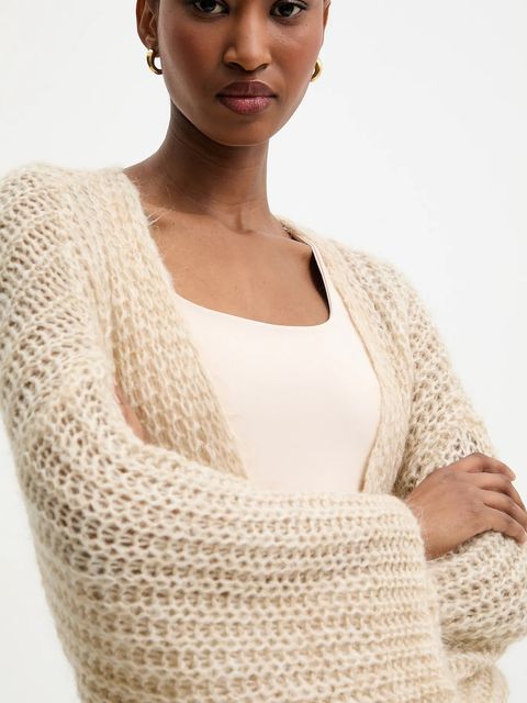 Answear.LAB kardigan z dodatkiem wełny damski kolor beżowy lekki - zdjęcie produktu nr 2