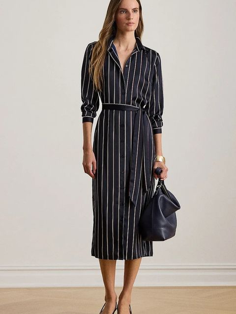 Lauren Ralph Lauren sukienka kolor granatowy midi rozkloszowana 200P03569 - zdjęcie produktu nr 1