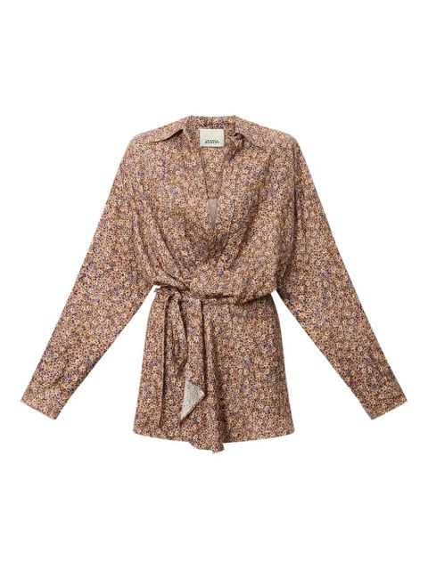 ISABEL MARANT Harmony floral tie mini dress - Brown - zdjęcie produktu nr 1