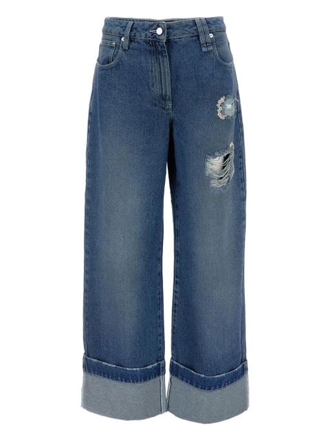 Simone Rocha distressed folded-cuff denim jeans - Blue - zdjęcie produktu nr 1