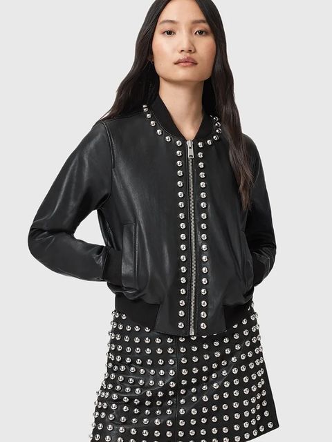 AllSaints kurtka skórzana ORTEN kolor czarny przejściowa W032LD - zdjęcie produktu nr 1