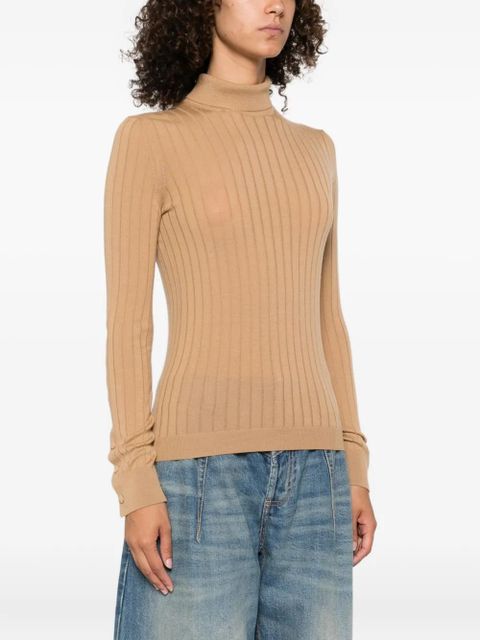 Moncler logo-patch ribbed top - Brown