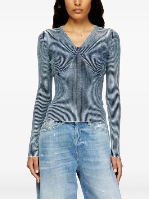 Diesel ribbed V-neck top - Blue