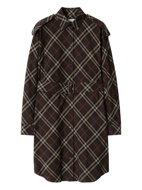 Burberry check-pattern flannel shirt dress - Brown - zdjęcie produktu nr 1