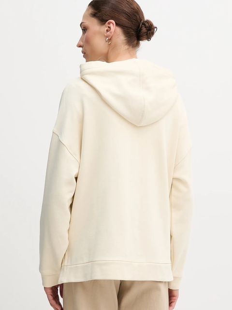 United Colors of Benetton bluza bawełniana damska kolor beżowy z kapturem gładka 3UNID500R