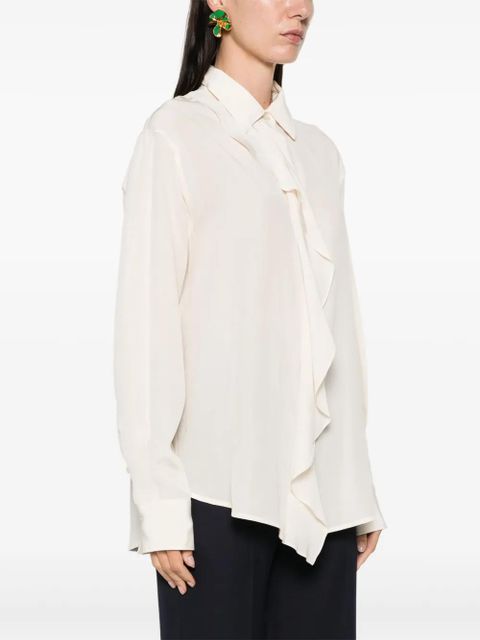 Victoria Beckham ruffle-detail silk blouse - Neutrals
