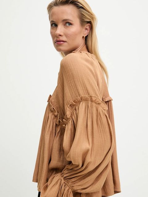 Answear.LAB bluzka damska kolor brązowy gładka