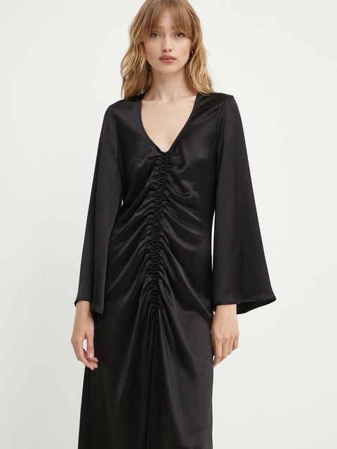 By Malene Birger sukienka LAVENDE kolor czarny maxi rozkloszowana Q71625029