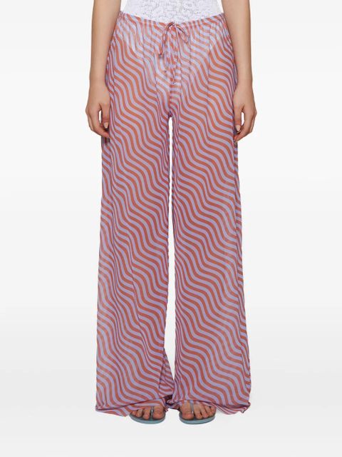 Bond-eye Riley wave-print drawstring trousers - Orange