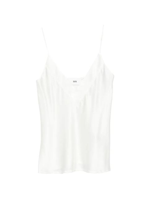 SOLOTRE satin V-neck top - Neutrals - zdjęcie produktu nr 1