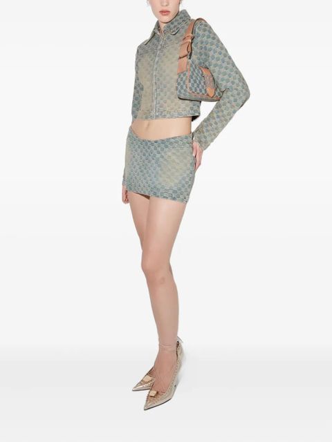 MISBHV monogram-pattern mini skirt - Blue