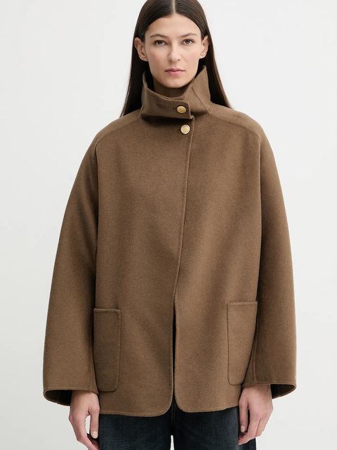 Tommy Hilfiger płaszcz z dodatkiem wełny kolor beżowy WW0WW47758 - zdjęcie produktu nr 1