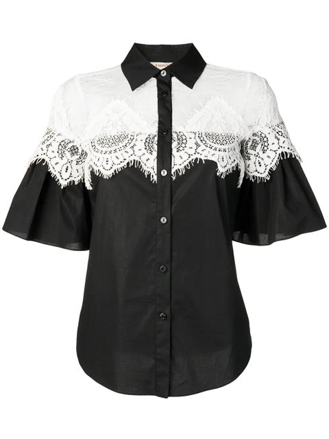 TWINSET lace panel shirt - Black - zdjęcie produktu nr 1