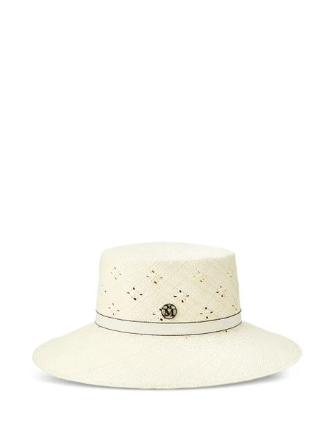 Maison Michel Ludi perforated ribbon-detailed hat - Neutrals - zdjęcie produktu nr 1