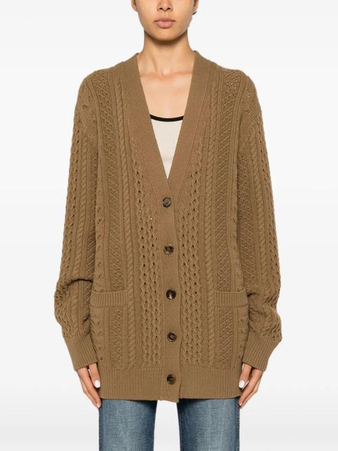 Chloé cable-knit pointelle cardigan - Green