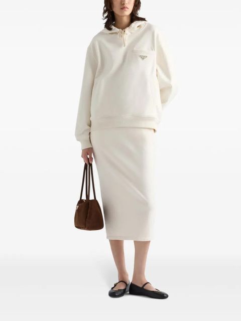 Prada Cotton fleece hoodie - Neutrals