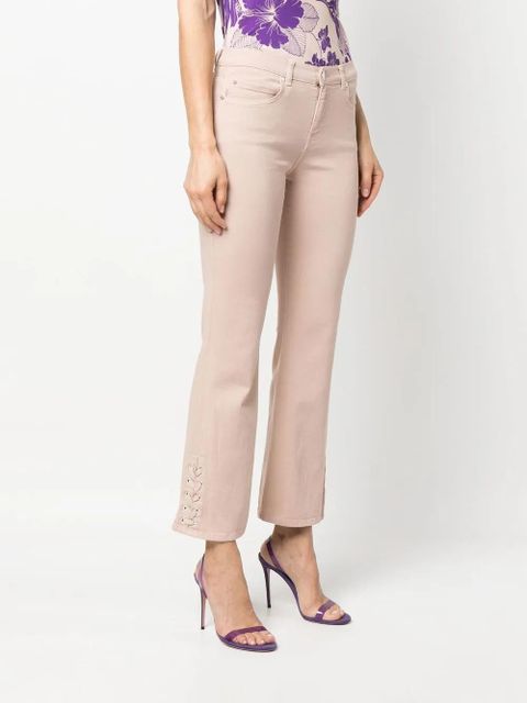 PINKO lacing-detail logo-patch bootcut jeans