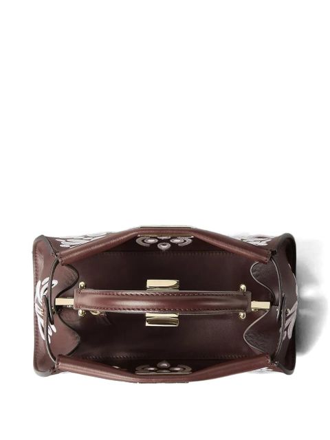 FENDI mini Peekaboo flower design tote bag - Brown
