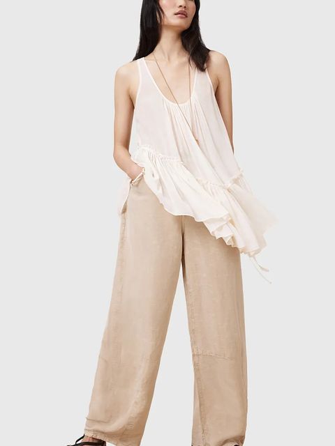 AllSaints bluzka RACH damska kolor beżowy gładka W029PC