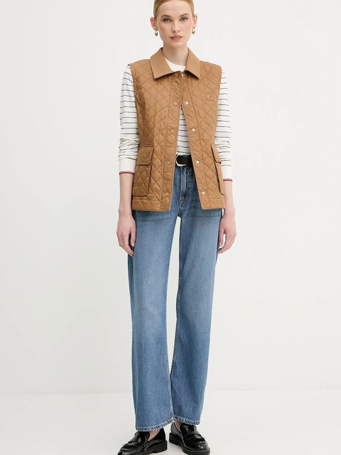 Tommy Hilfiger bezrękawnik damski kolor brązowy przejściowy WW0WW45638