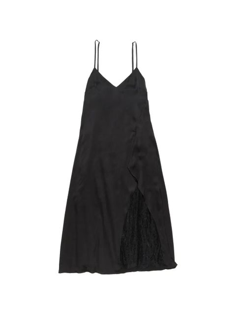 Acne Studios lace-insert V-neck midi dress - Black - zdjęcie produktu nr 1