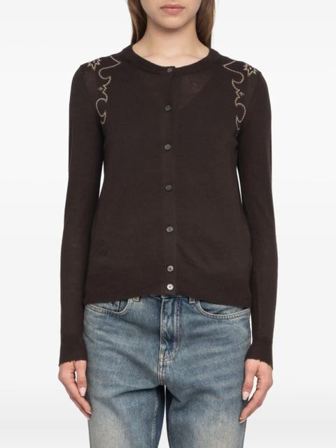 Zadig&Voltaire embellished cashmere cardigan - Brown