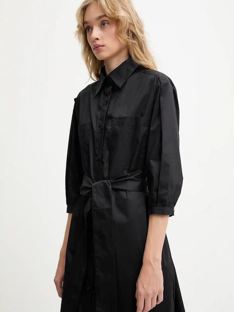 Answear.LAB sukienka bawełniana kolor czarny maxi prosta