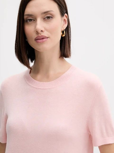 United Colors of Benetton t-shirt z jedwabiem damskie kolor różowy 1ZRED10BK - zdjęcie produktu nr 2