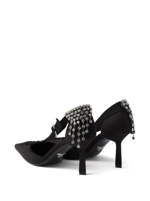 Prada crystal-appliqués canvas pumps - Black