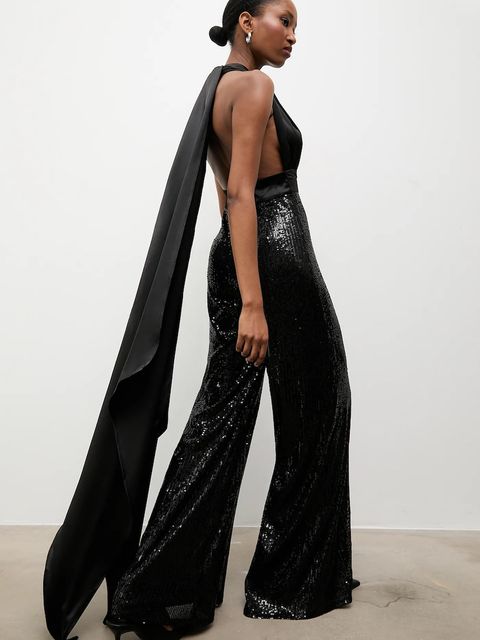 Answear.LAB kombinezon kolor czarny z dekoltem w szpic - zdjęcie produktu nr 1