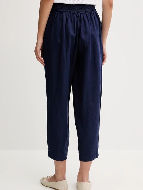 United Colors of Benetton spodnie lniane damskie kolor granatowy szerokie high waist 4AGHDF08L - zdjęcie produktu nr 2