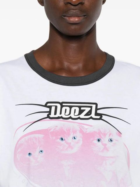 Diesel cat-graphic cotton T-shirt - White