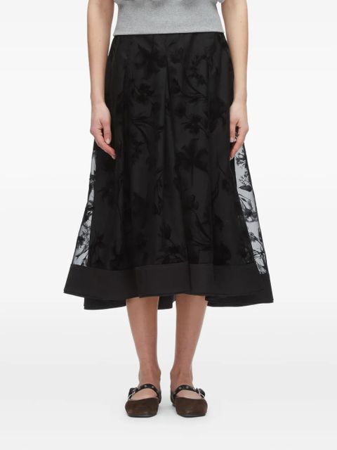 3.1 Phillip Lim embossed-florals midi skirt - Black