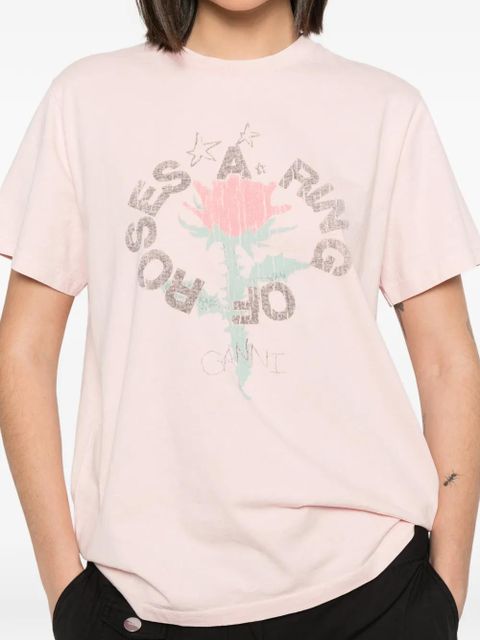 GANNI graphic-print T-shirt - Pink