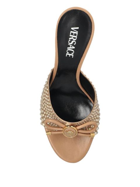 Versace 85mm Opera embellished bow sandals - Brown