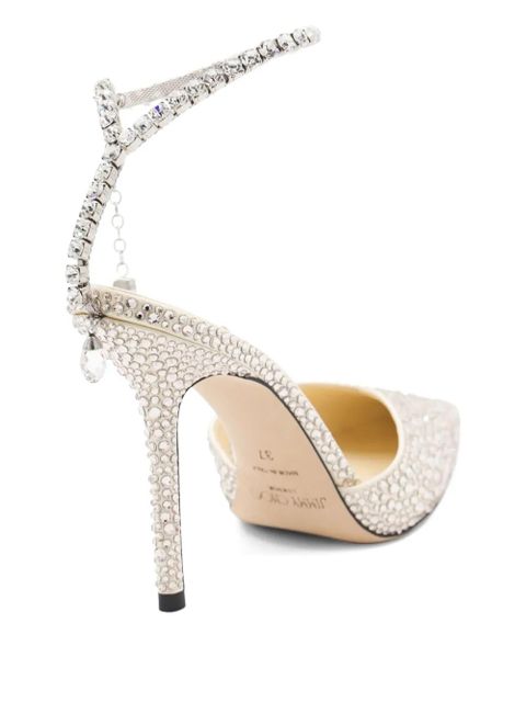 Jimmy Choo 100mm Saeda crystal-embellished pumps - Neutrals