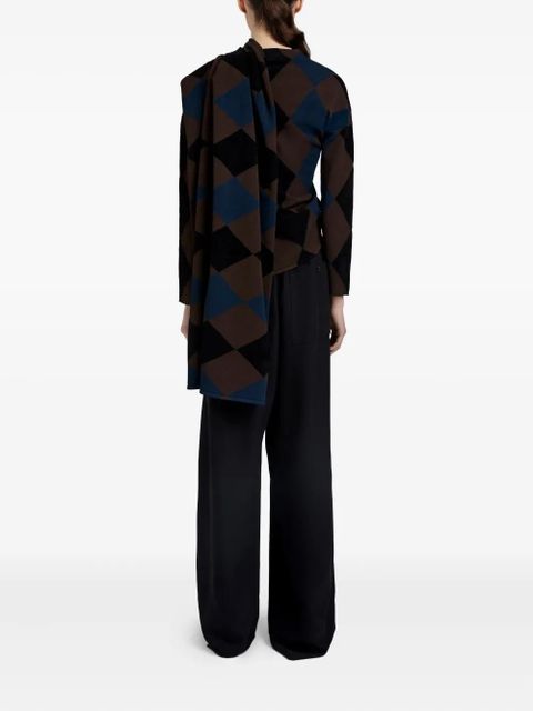 Proenza Schouler diamond-pattern draped top - Brown