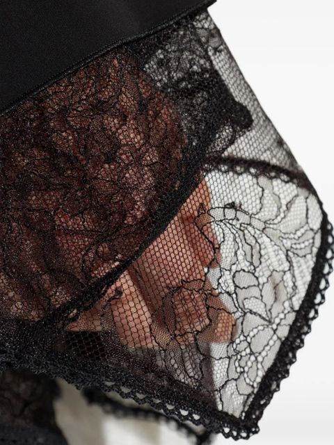 Blumarine lace-trimmed bell-sleeve bodysuit - Black