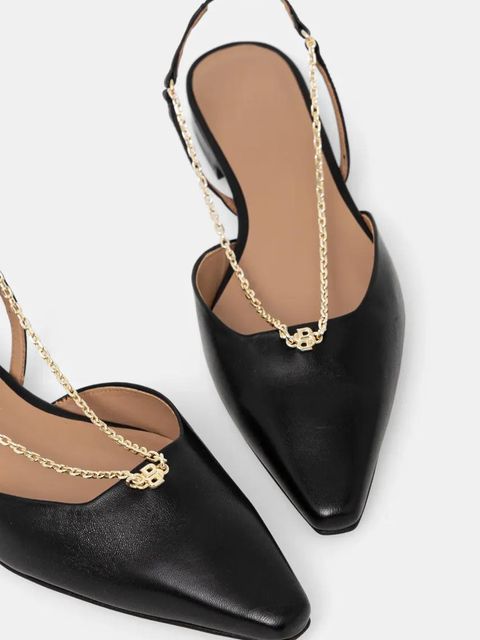 BOSS baleriny skórzane Charlieze kolor czarny z odkrytą piętą 50536321