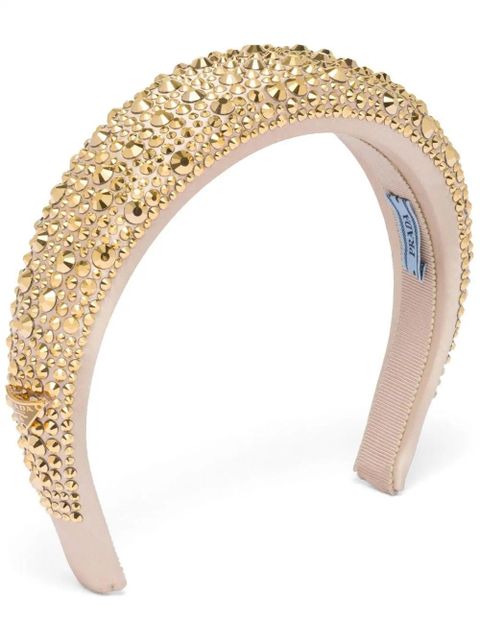 Prada crystal-embellished satin headband - Gold - zdjęcie produktu nr 1