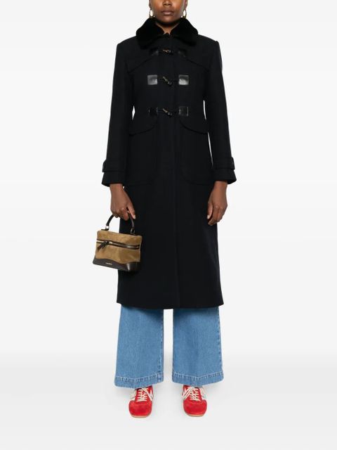 SANDRO toggle-fastening faux-fur collar coat - Black - zdjęcie produktu nr 2