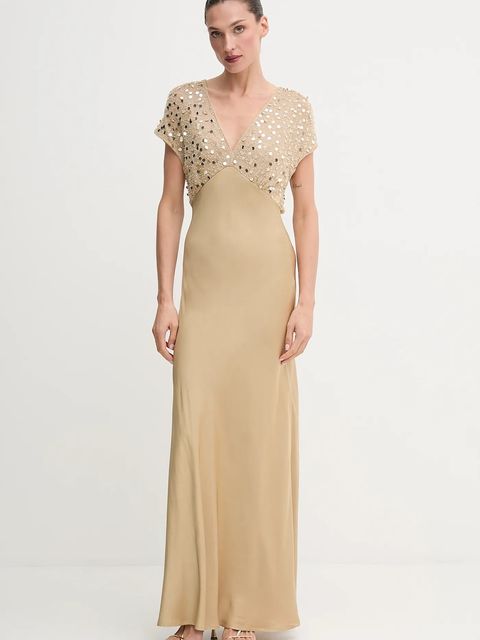 Never Fully Dressed sukienka kolor złoty maxi rozkloszowana NFDDR2230 - zdjęcie produktu nr 1