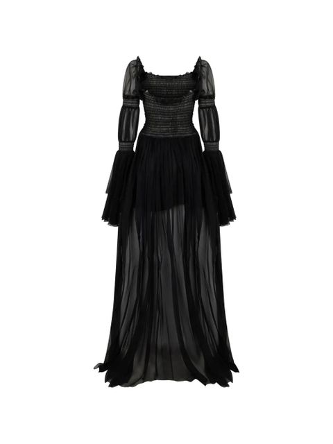 Blumarine gothic-style long-sleeve maxi silk dress - Black - zdjęcie produktu nr 2