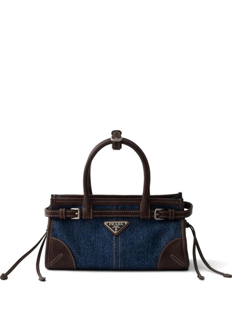 Prada Bonnie small denim and leather handbag - Blue - zdjęcie produktu nr 1