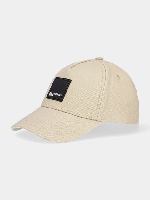 Karl Lagerfeld Jeans czapka z daszkiem bawełniana kolor beżowy z nadrukiem A1W33002 - zdjęcie produktu nr 1