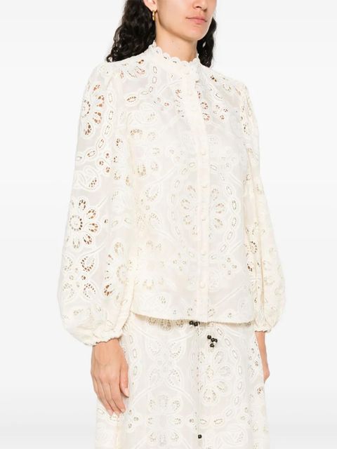 ZIMMERMANN floral-embroidered shirt - Neutrals