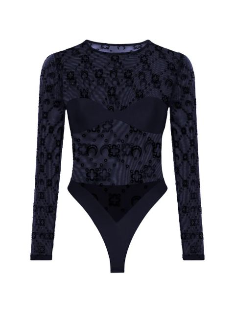 Marine Serre Moonogram mesh flock bodysuit - Black - zdjęcie produktu nr 1