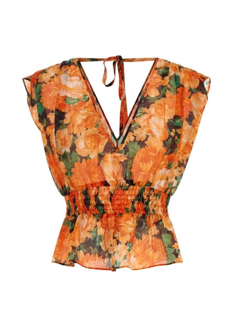 PINKO botanical garden V-neck top - Orange - zdjęcie produktu nr 1