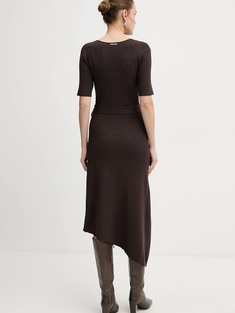 Karl Lagerfeld sukienka kolor brązowy midi dopasowana A4W13026