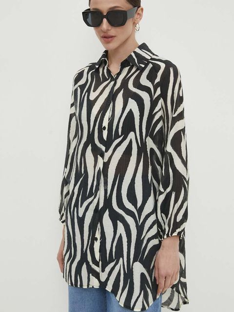 Answear.LAB koszula damska kolor czarny relaxed z kołnierzykiem klasycznym